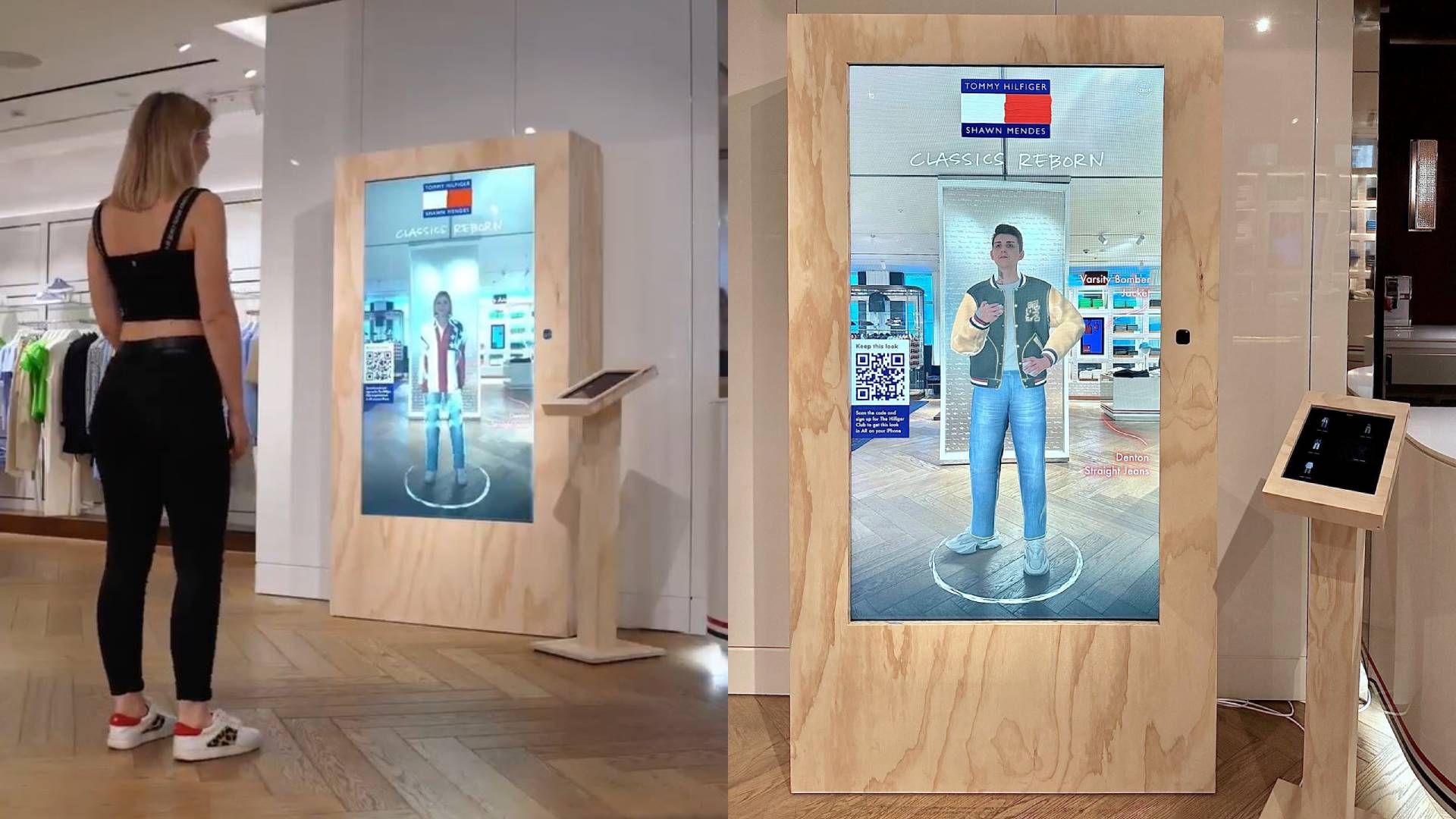 Essayer des vêtements dans un miroir AR chez Hilfiger à Londres, Milan, Berlin