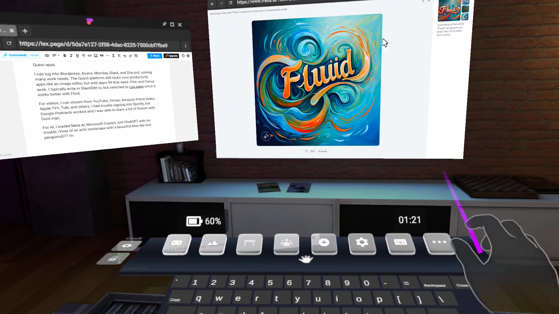 Revue du navigateur Fluid : la productivité de Quest 3 libérée