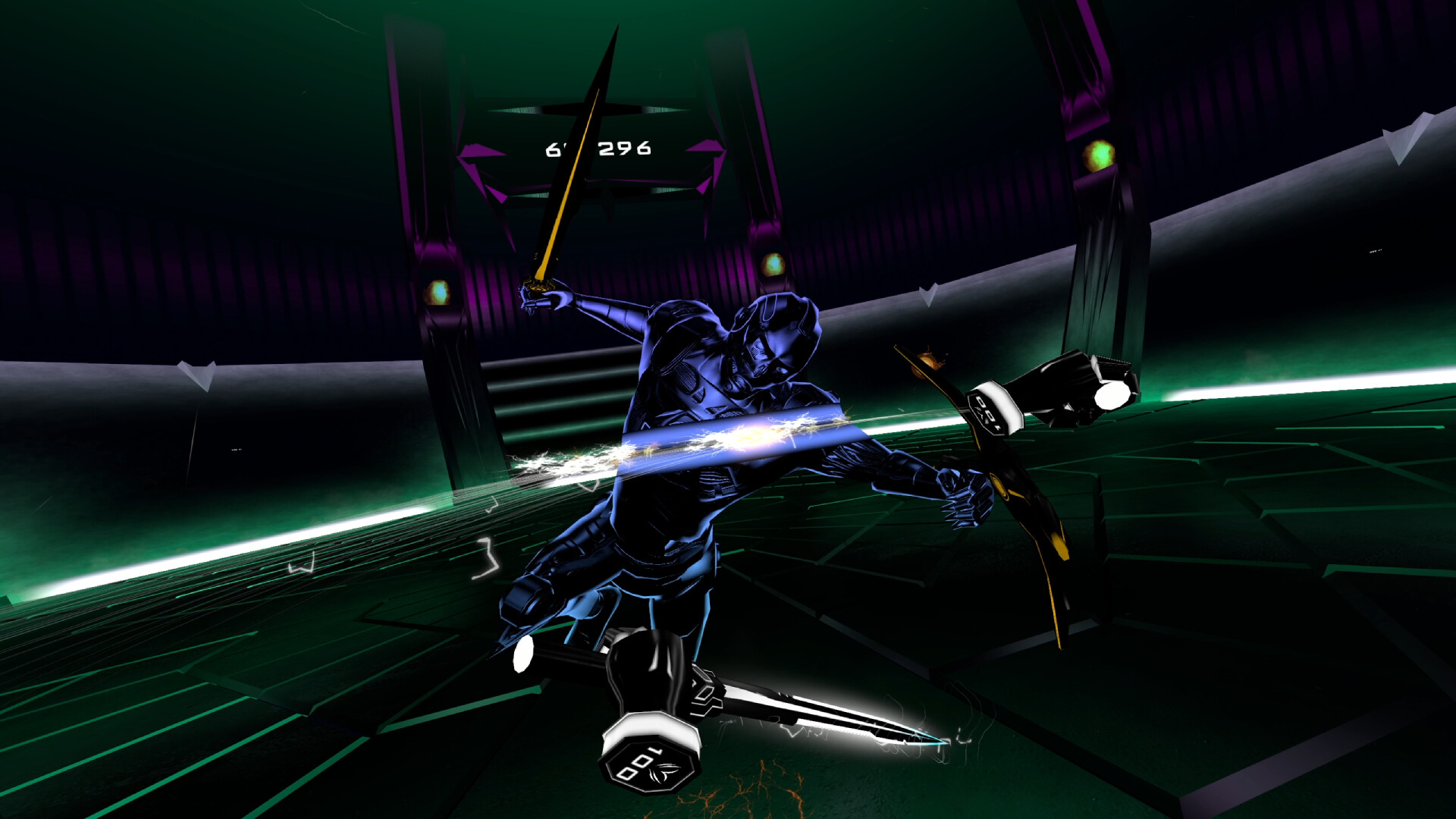 Action de science-fiction entre Tron, Beat Saber et Pistol Whip