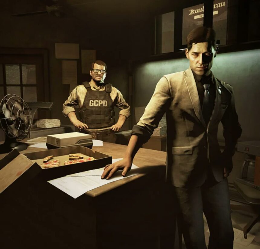 Jim Gordon et Harvey Dent au poste de police.