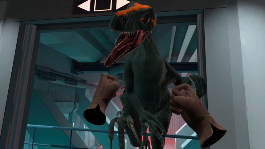 Un dinosaure m'attaque et je n'ai que mes poings pour me défendre.
