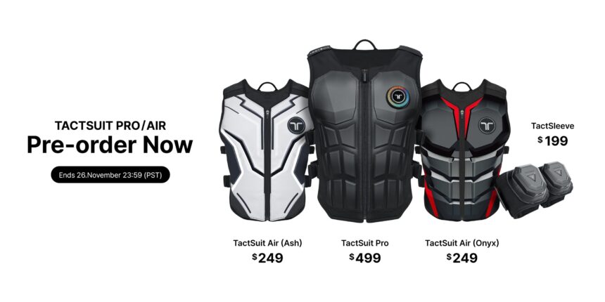 Dernière gamme bHaptics : TactSuit Pro, TactSuit Air et TactSleeve