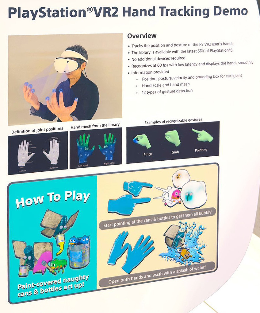 Zoom sur le texte explicatif de la démo du hand-tracking PSVR 2.