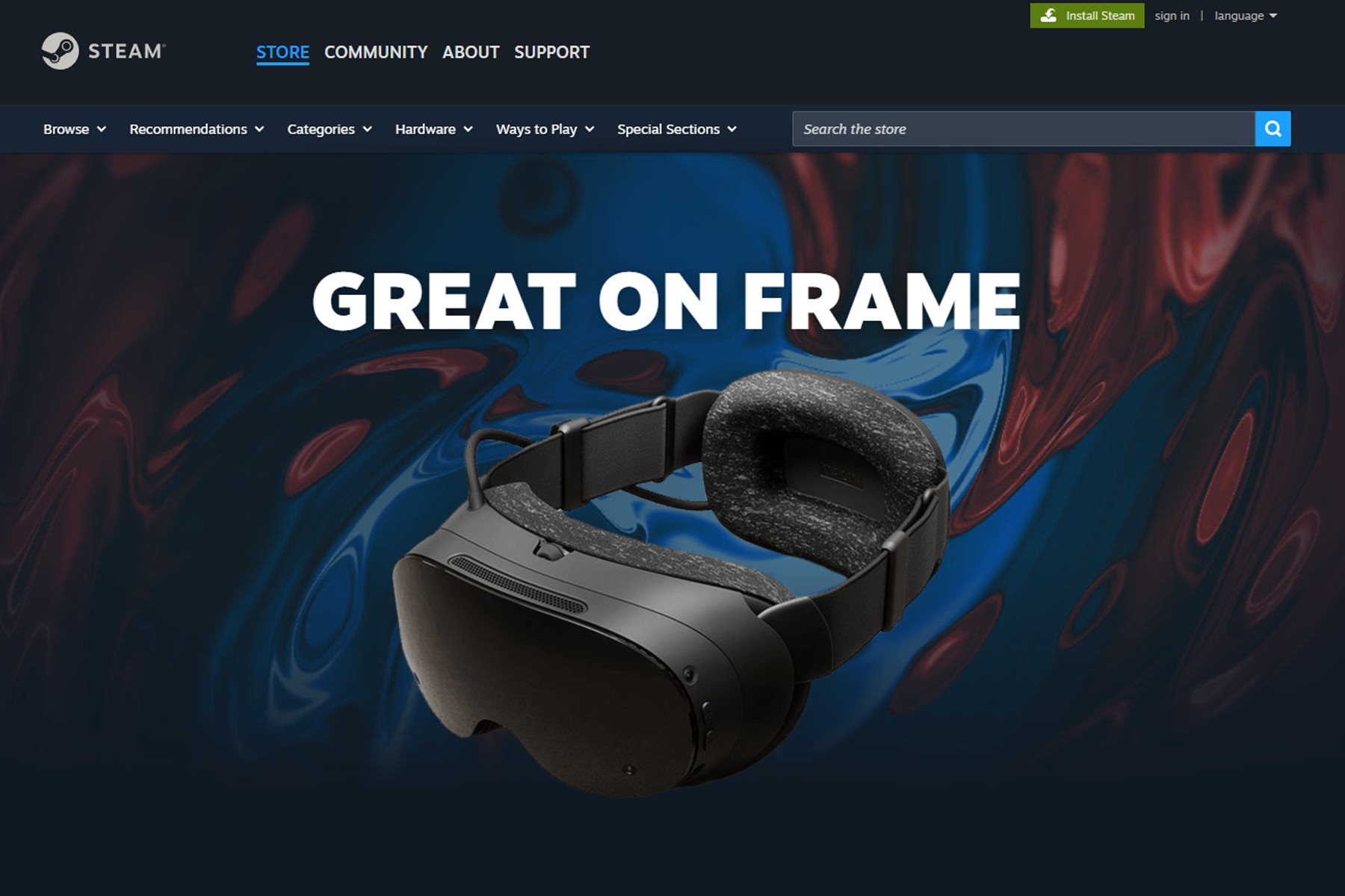 La page « Great on Frame » propose désormais plus de 50 jeux et applications optimisés pour Steam Frame