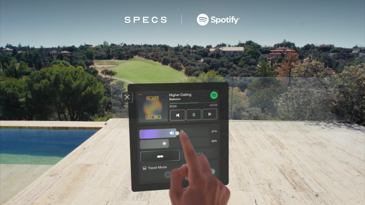 Interface Spotify affichée sur Snap Specs