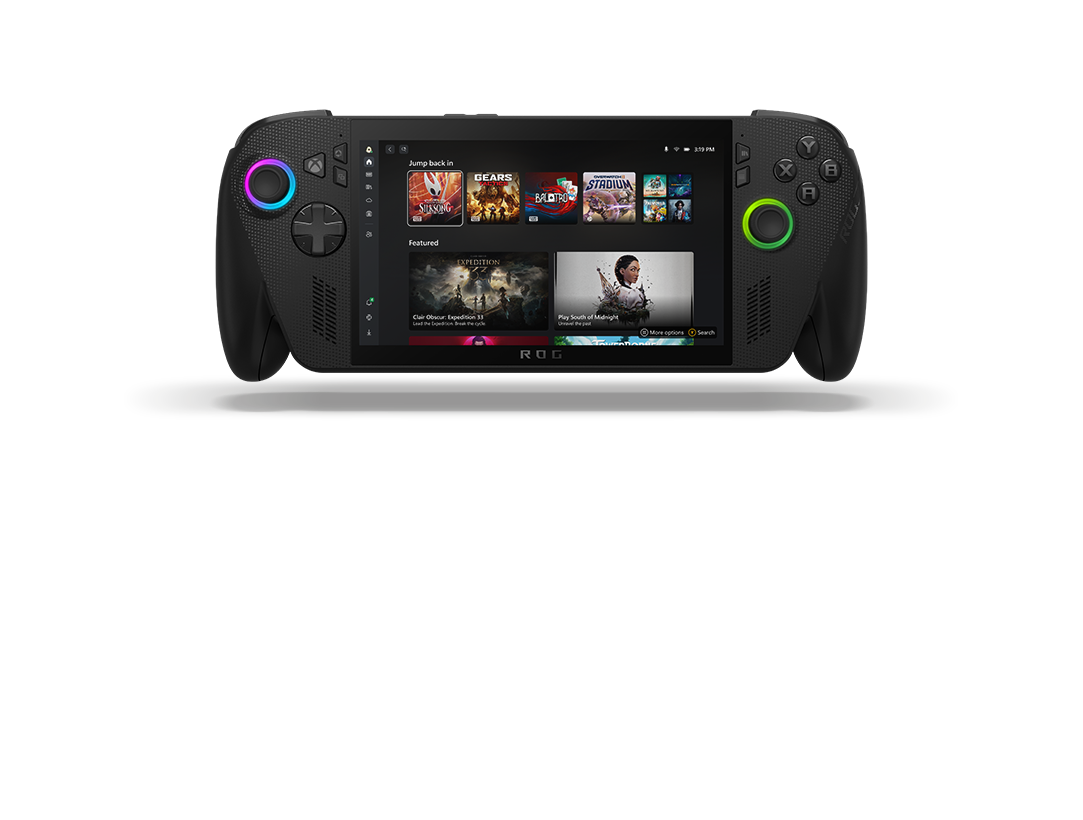 ROG Xbox Ally X affichant un tableau de bord des jeux