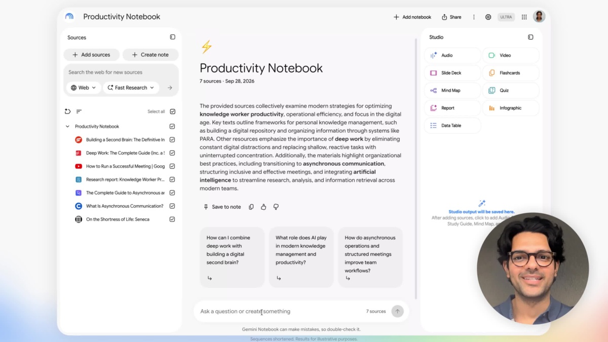 Démonstration Google de la co-création de Gemini Notebook