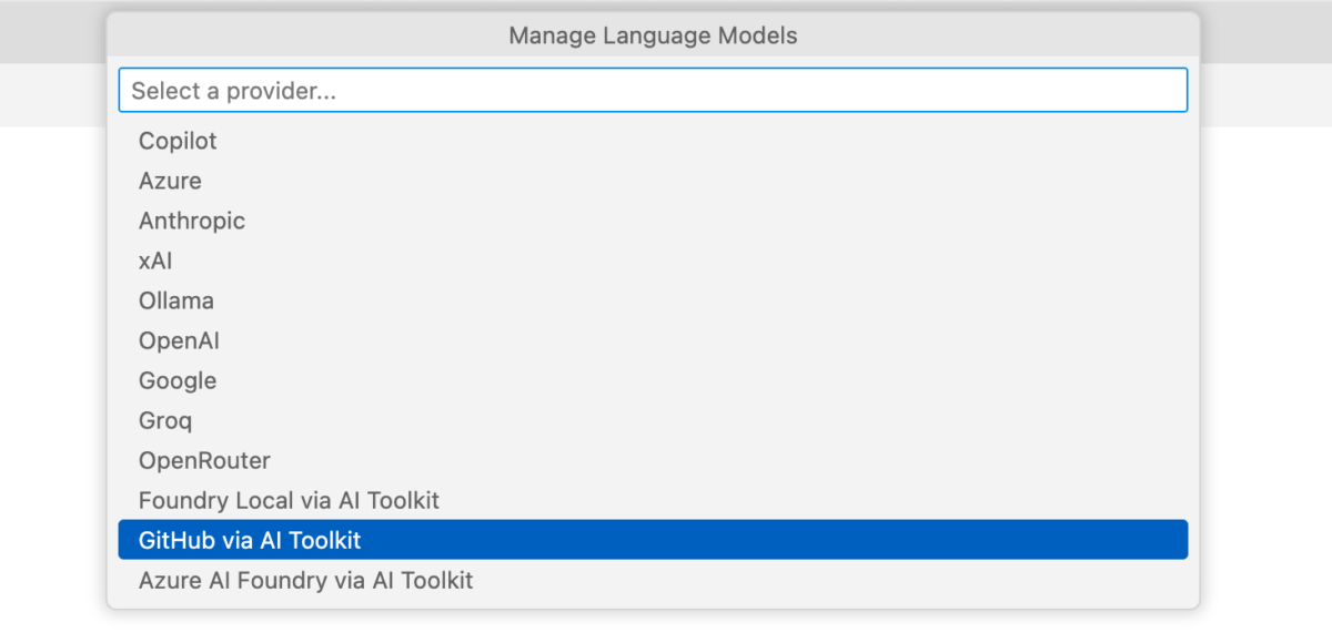 Liste de gestion des modèles dans Visual Studio Code