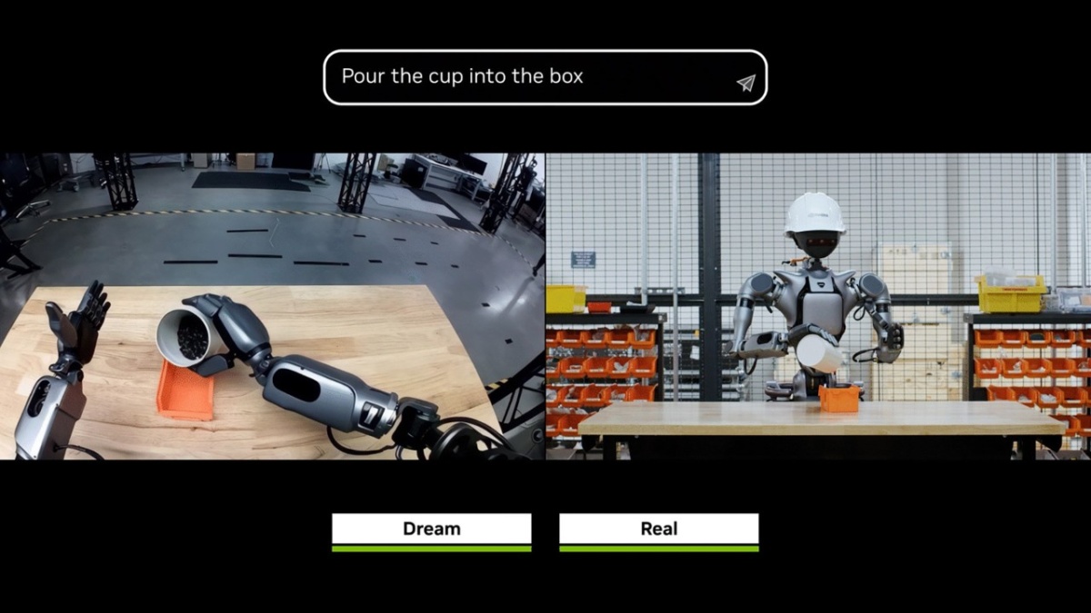 Illustration Nvidia des politiques de formation des robots en simulation