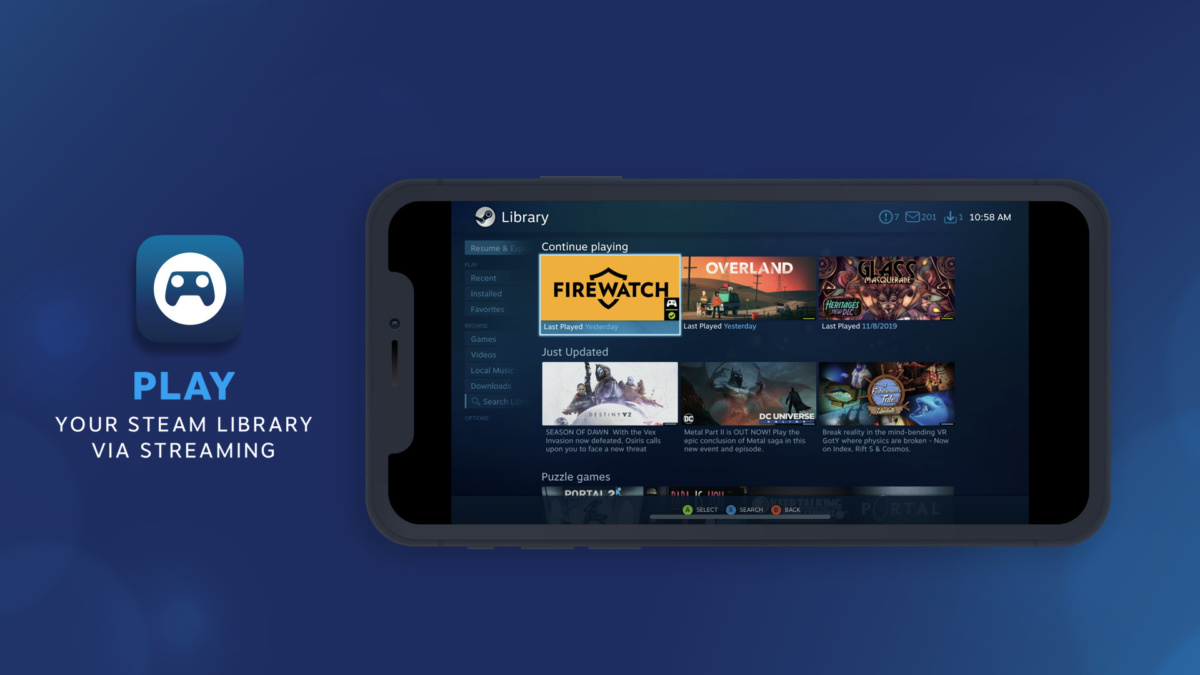 Capture d'écran promotionnelle officielle de Steam Link