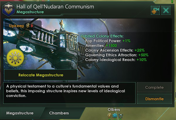 Aperçu de l'interface de Stellaris Willpower Egalitarian Galactic Hall