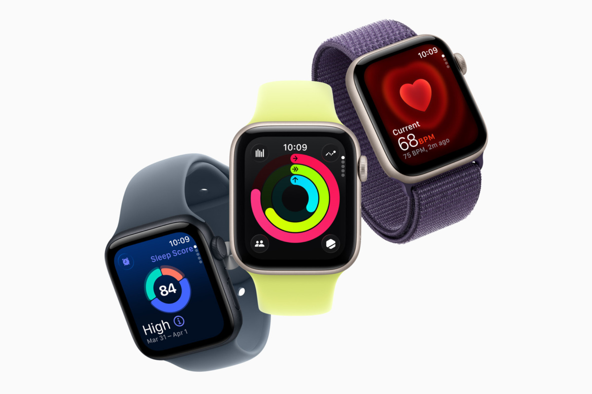 Trois appareils Apple Watch SE 3.
