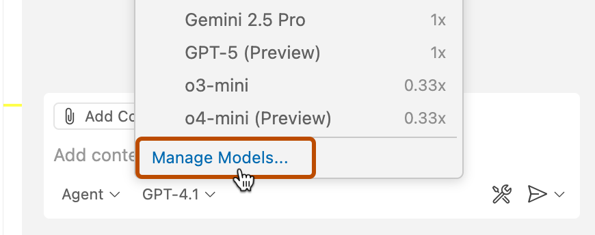 Option Gérer les modèles dans Visual Studio Code