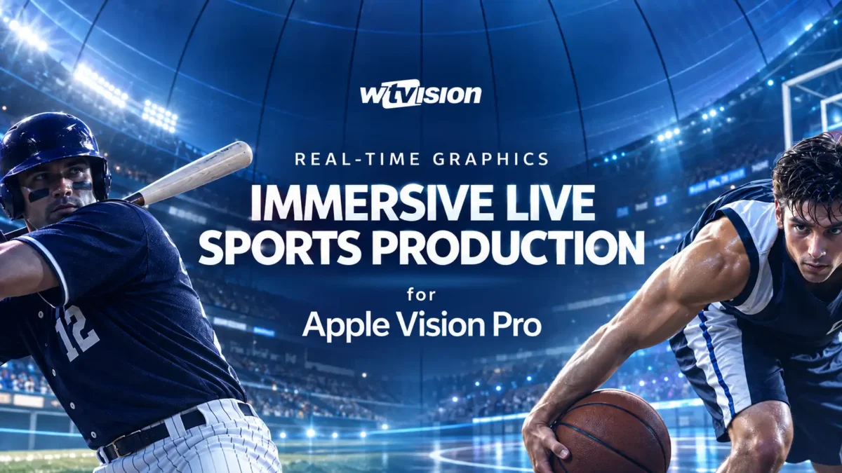 Illustration promotionnelle wTVision pour la production sportive immersive sur Apple Vision Pro