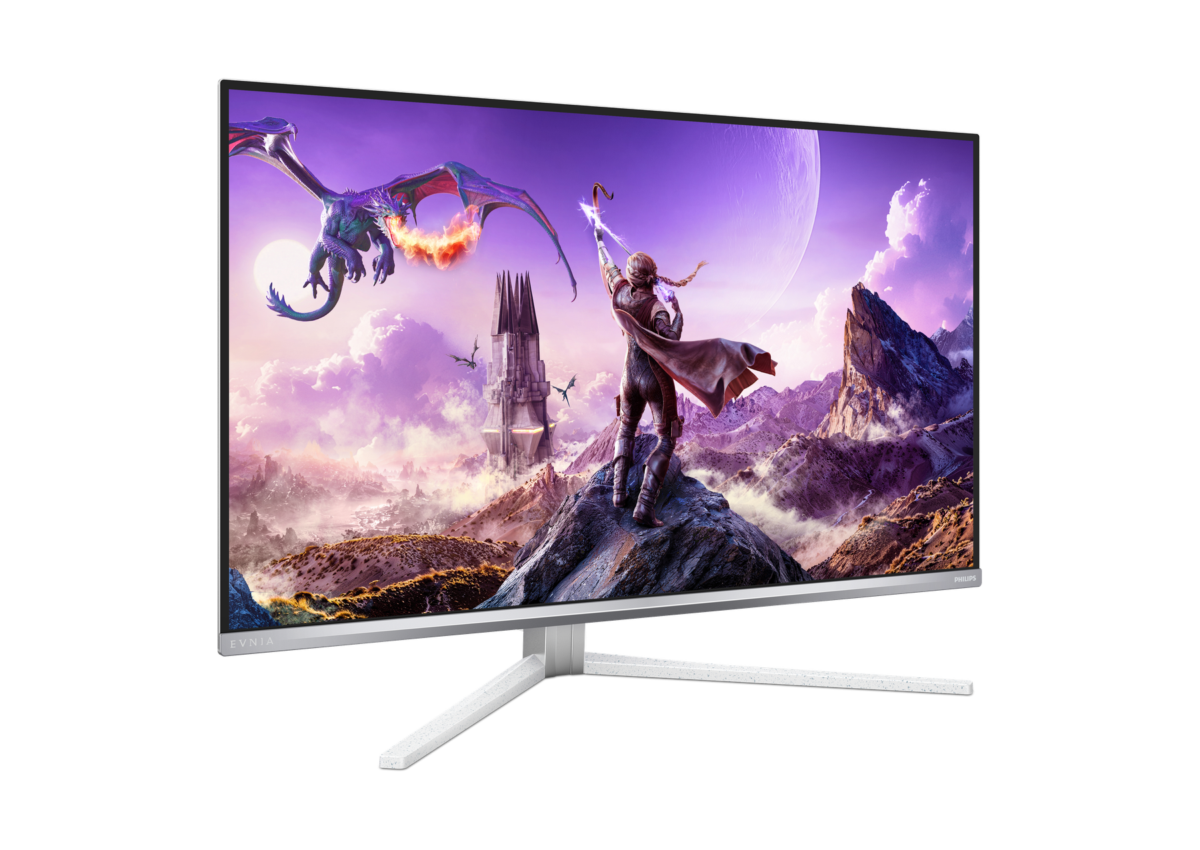 Vue angulaire officielle du moniteur Philips Evnia 32M2N8900P QD-OLED